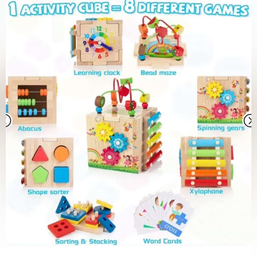 BABYYER Wooden Activity Cube - Picture 2 of 8